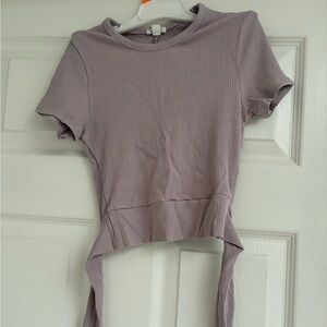 Garage Lavender Ribbed Tie-Back Crop Top